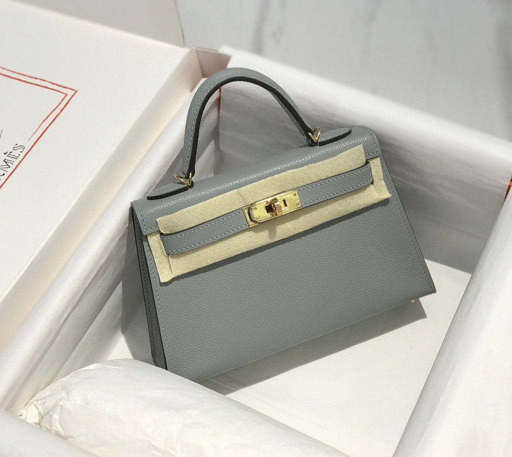 HERMES KELLY MINI 20 MEDIUM GREY EPSOM GOLD HARDWARE
