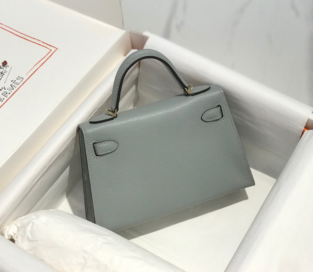 HERMES KELLY MINI 20 MEDIUM GREY EPSOM GOLD HARDWARE