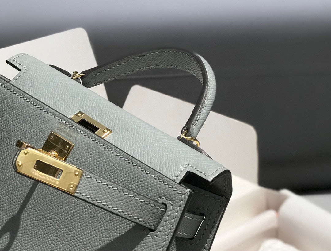 HERMES KELLY MINI 20 MEDIUM GREY EPSOM GOLD HARDWARE