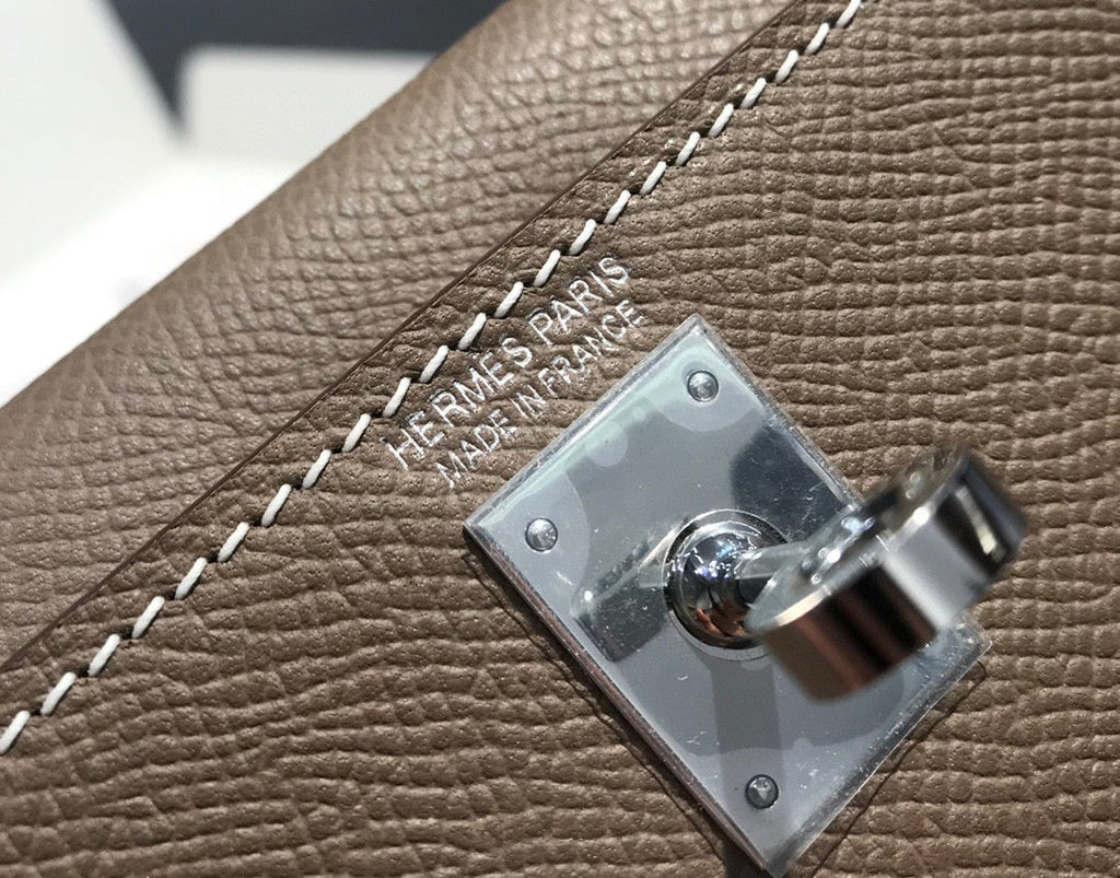 HERMES KELLY MINI 20 ETOUPE EPSOM SILVER HARDWARE