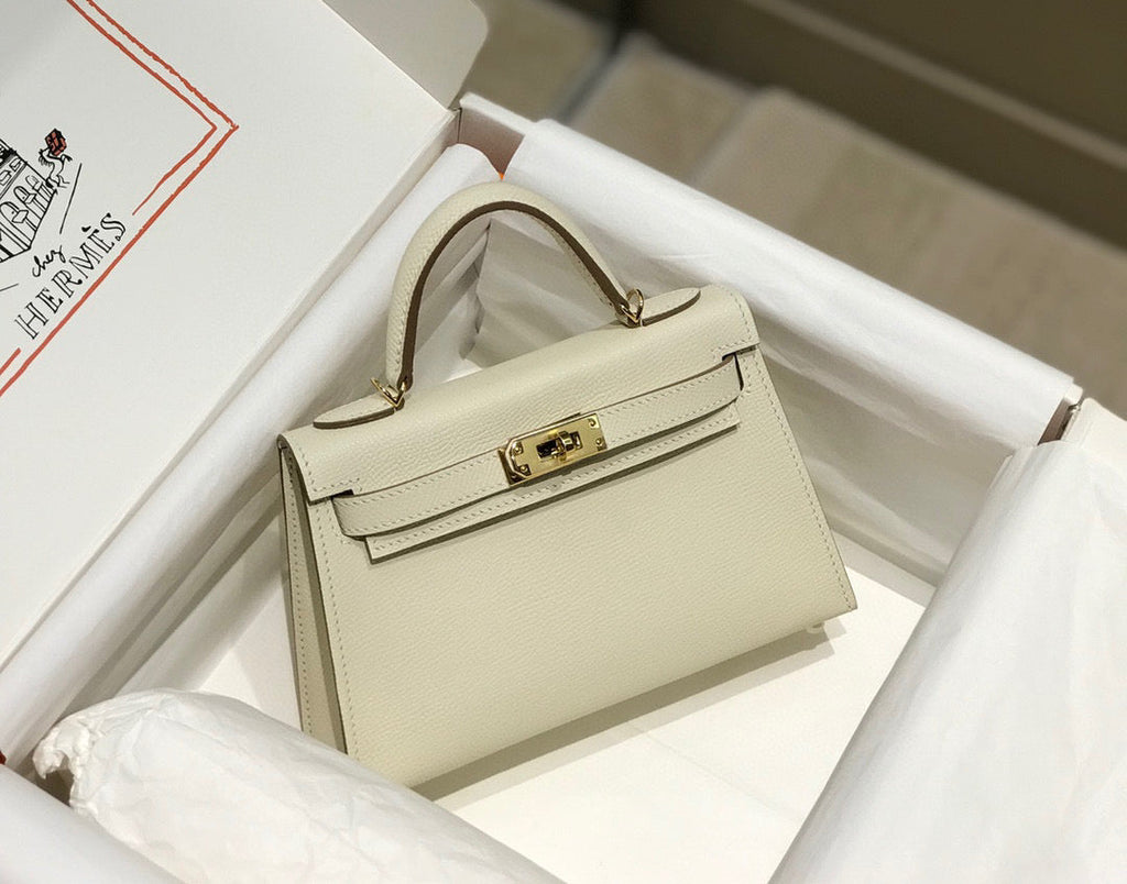 HERMES KELLY MINI 20 WHITE EPSOM GOLD HARDWARE