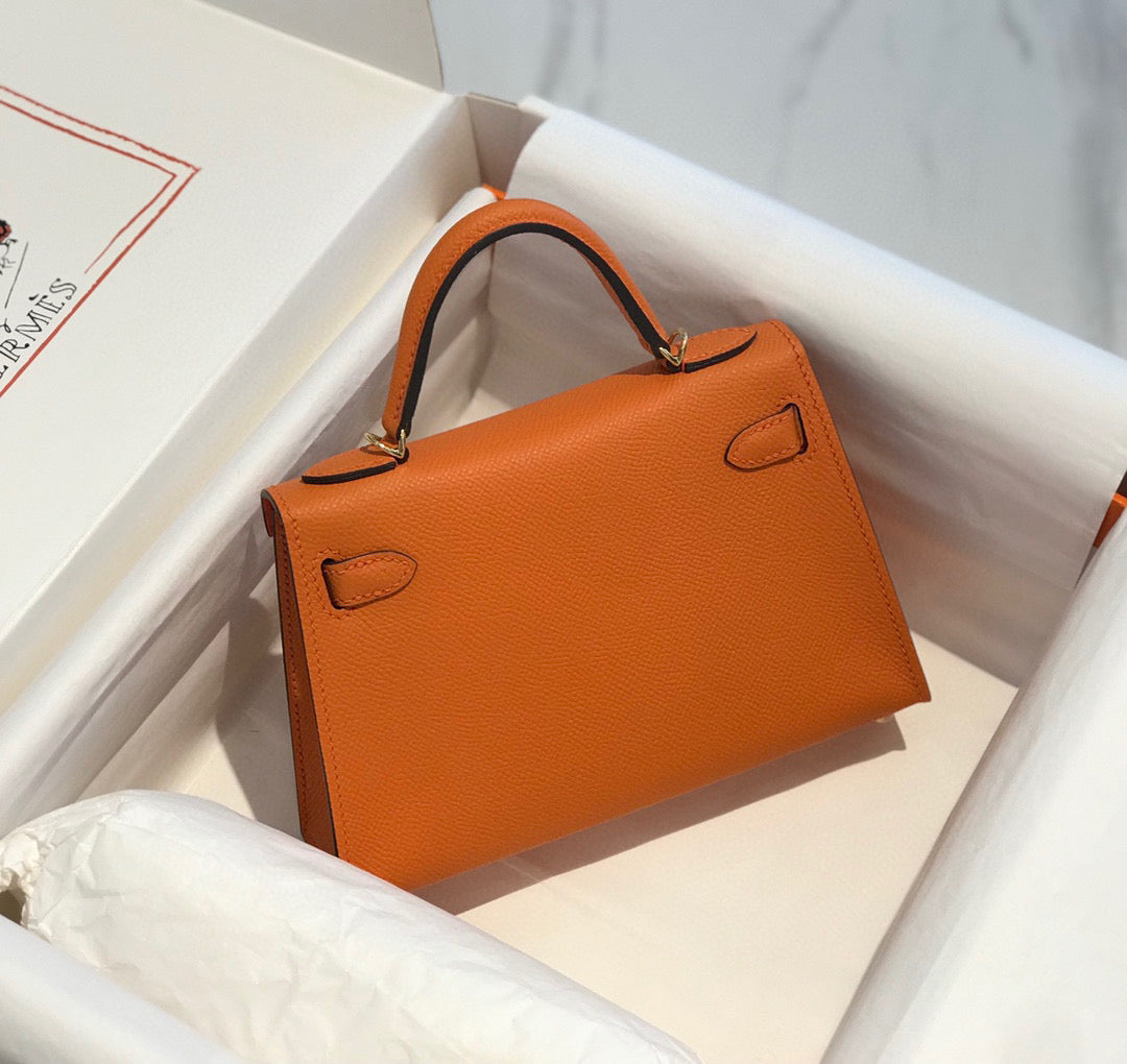 HERMES KELLY MINI 20 ORANGE EPSOM GOLD HARDWARE