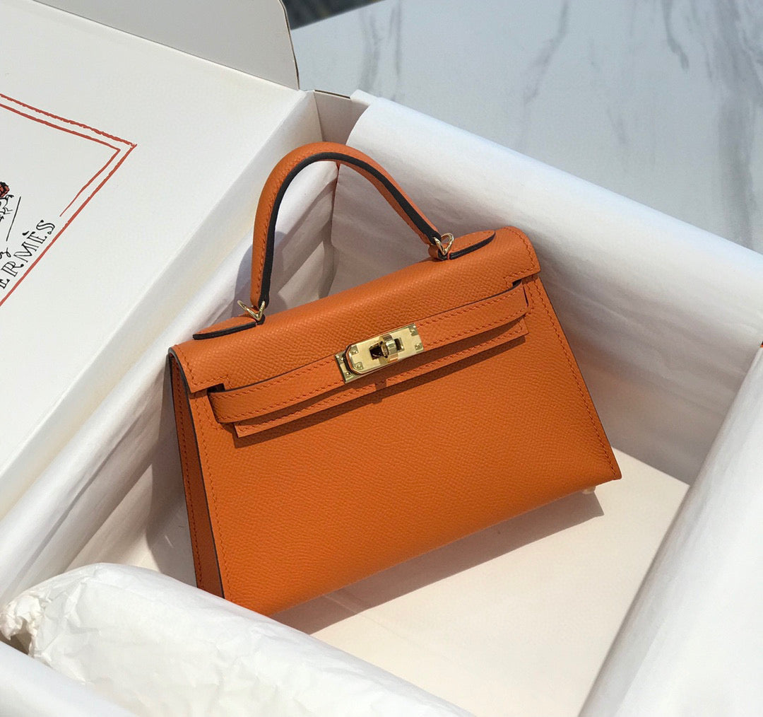 HERMES KELLY MINI 20 ORANGE EPSOM GOLD HARDWARE