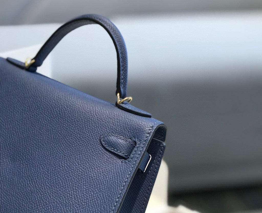 HERMES KELLY MINI 20 DENIM EPSOM GOLD HARDWARE