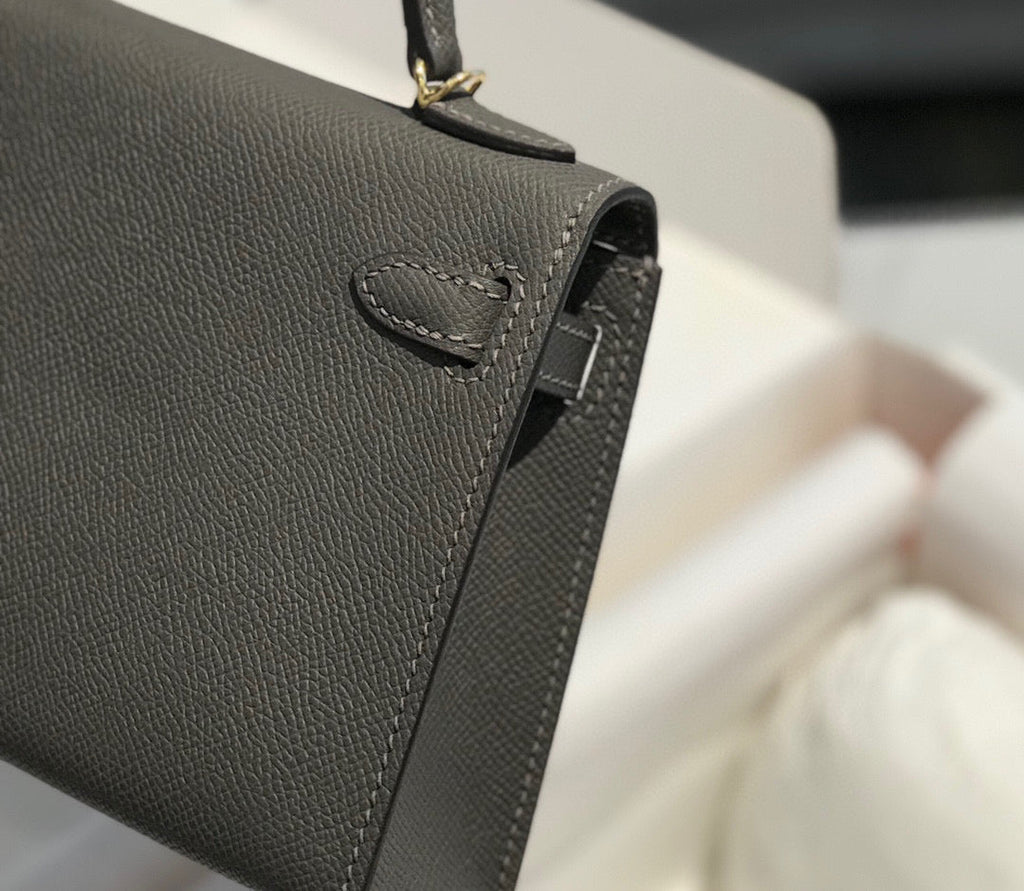 HERMES KELLY MINI 20 DARK GREY EPSOM GOLD HARDWARE