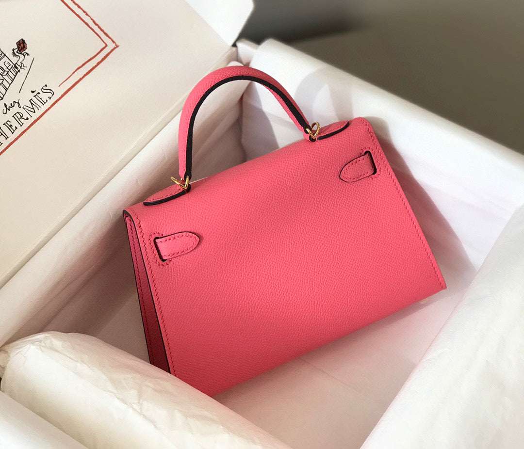HERMES KELLY MINI 20 DARK PINK EPSOM GOLD HARDWARE