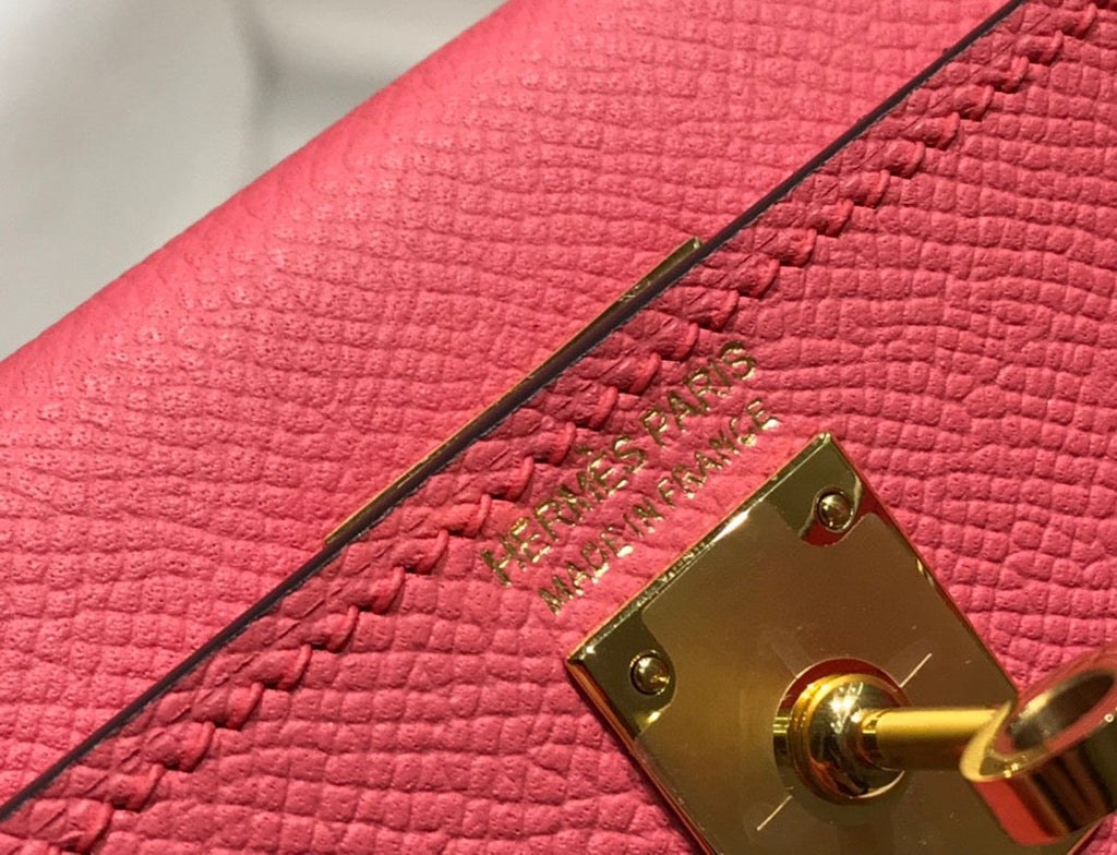 HERMES KELLY MINI 20 DARK PINK EPSOM GOLD HARDWARE