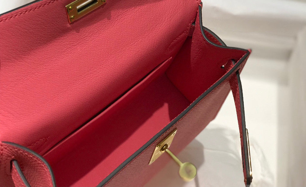 HERMES KELLY MINI 20 DARK PINK EPSOM GOLD HARDWARE