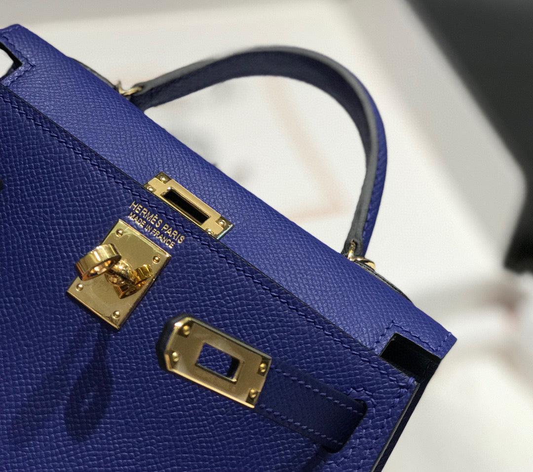 HERMES KELLY MINI 20 BLUE VIOLET EPSOM GOLD HARDWARE