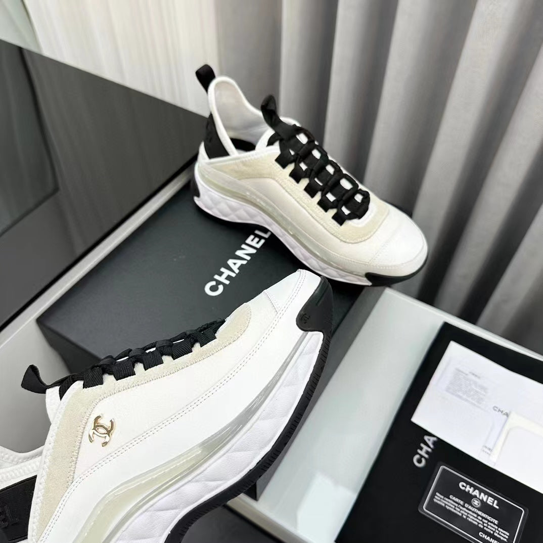 CHANEL Bubble Quilted Trainer Sneaker White
