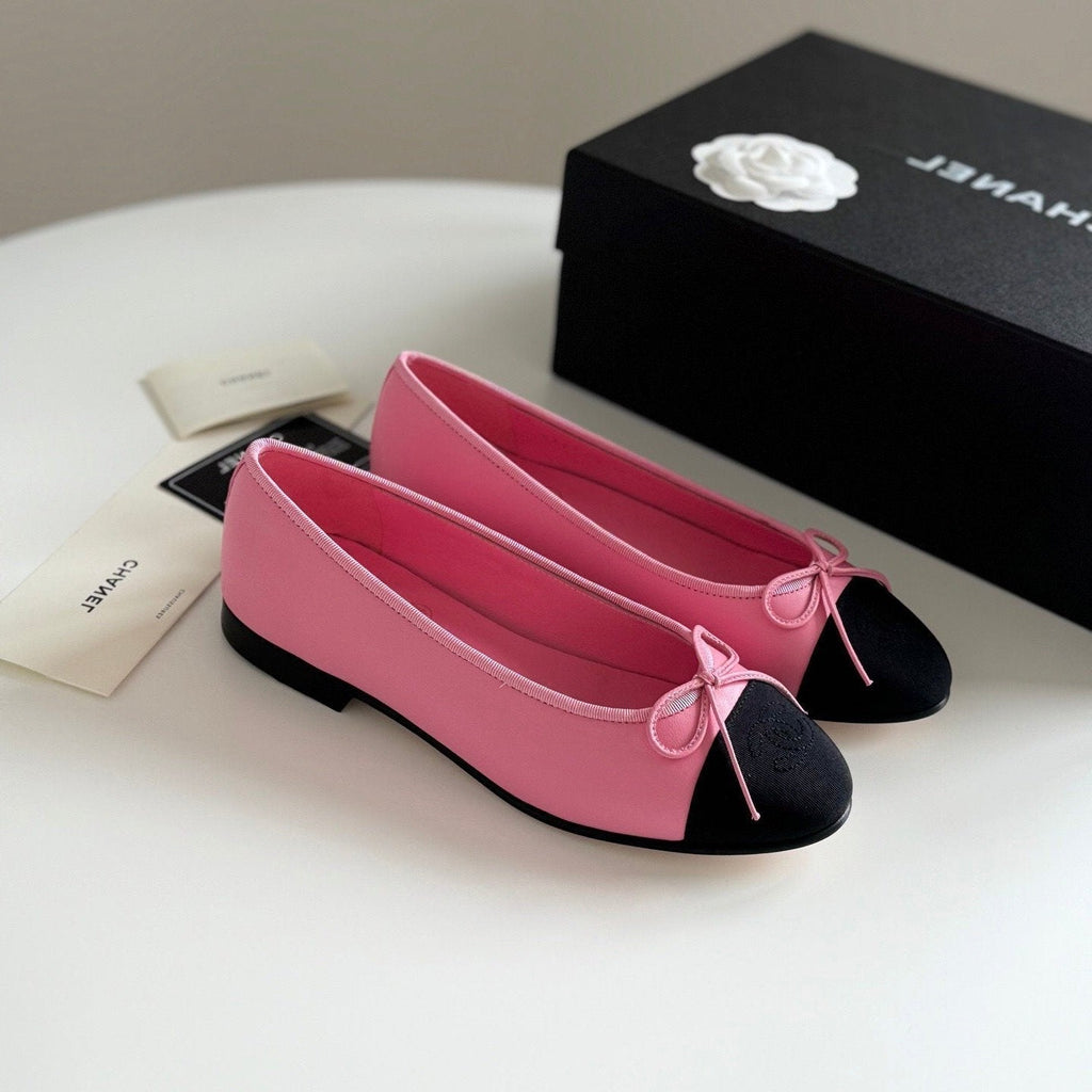 CHANEL BALLET FLATS TAFFY BLACK LAMBSKIN
