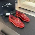 CHANEL MOASINS RED QUILTED LAMBSKIN