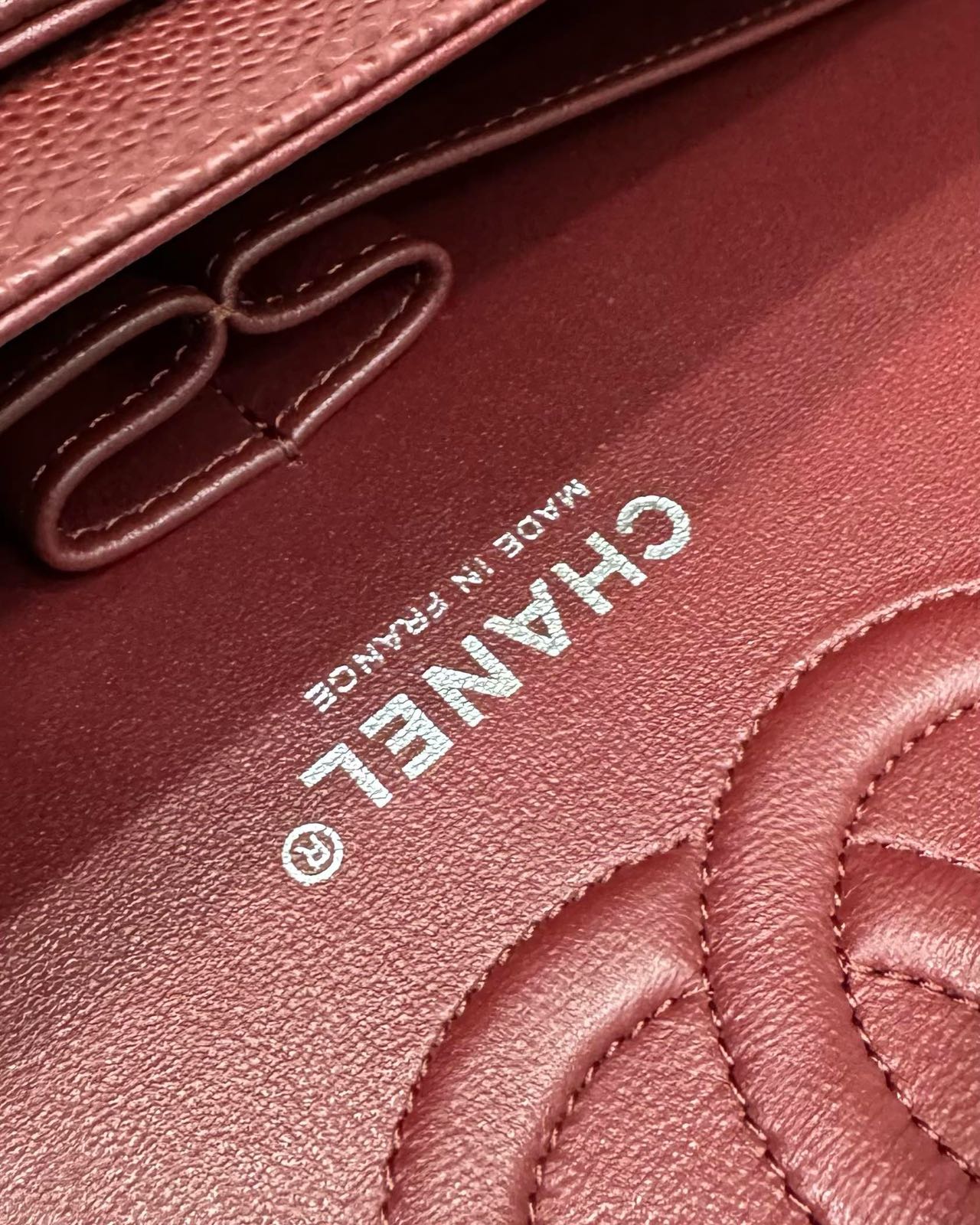 CHANEL FLAP BAG 25 IN WINE CAVIAR LAMBSKIN SILVER HARDWARE