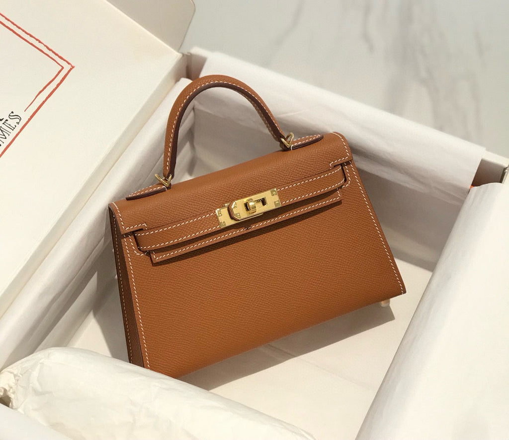 HERMES KELLY MINI 20 GOLDEN BROWN EPSOM GOLD HARDWARE