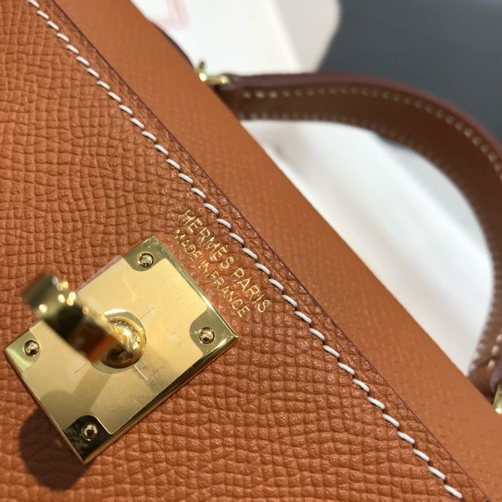 HERMES KELLY MINI 20 GOLDEN BROWN EPSOM GOLD HARDWARE