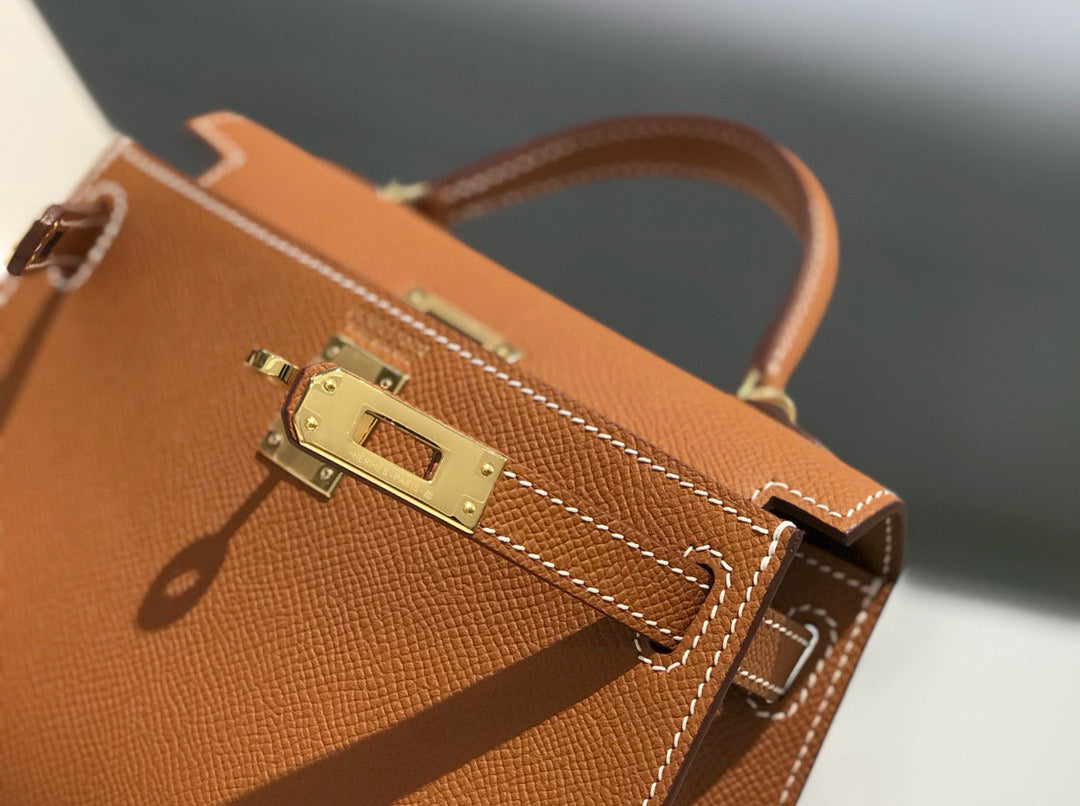 HERMES KELLY MINI 20 GOLDEN BROWN EPSOM GOLD HARDWARE