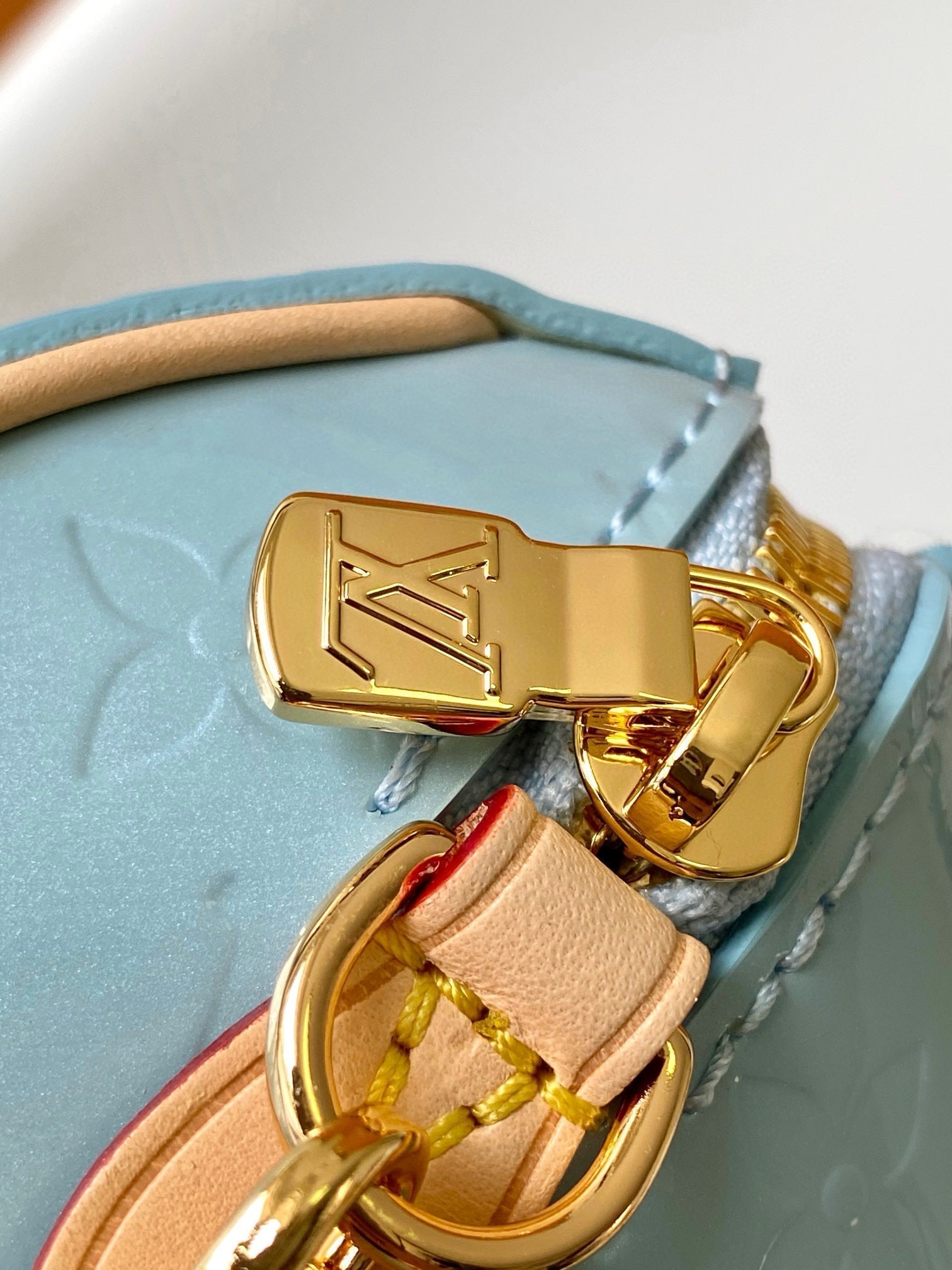 LOUIS VUITTON NANO SPEEDY 16 IN PASTEL MONOGRAM VERNIS GOLD HARDWARE