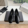 CHANEL MOASINS BLACK PATENT CALFSKIN GHW