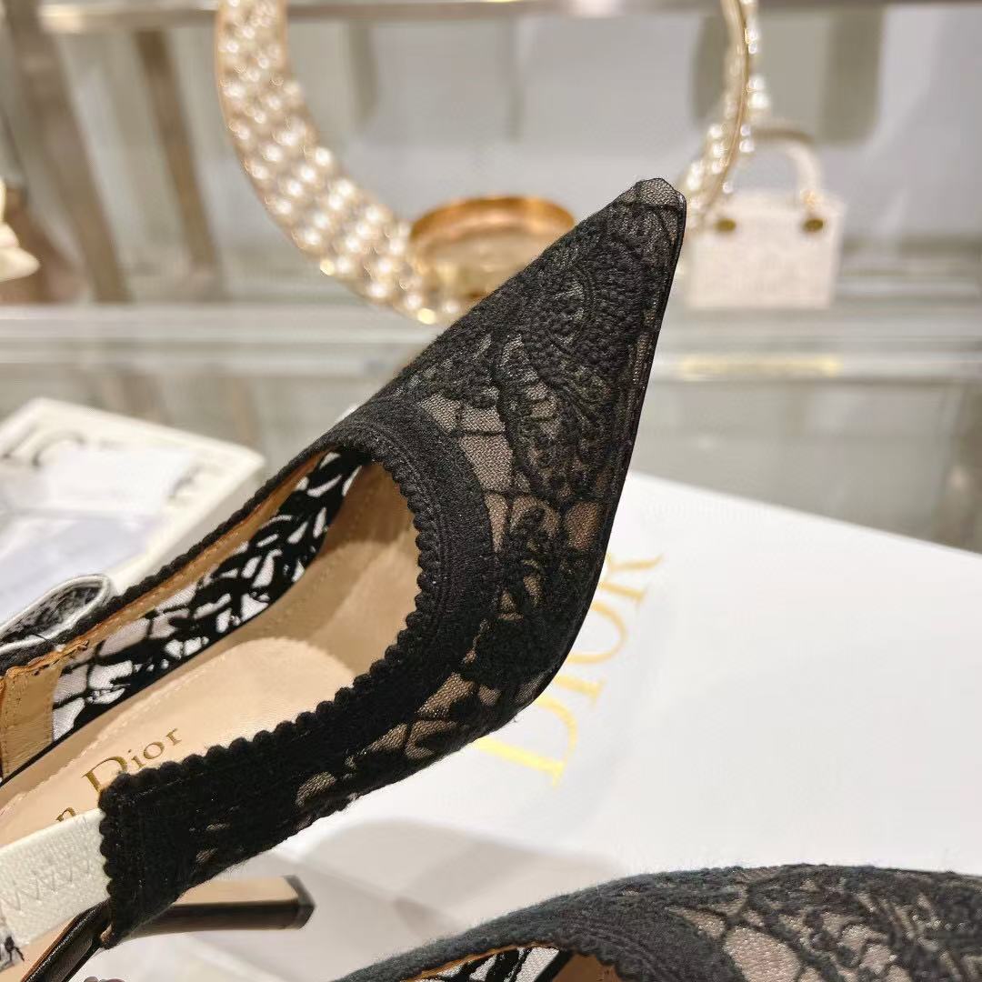 DIOR SLINGBACK J'A FLORAL BLACK LACE