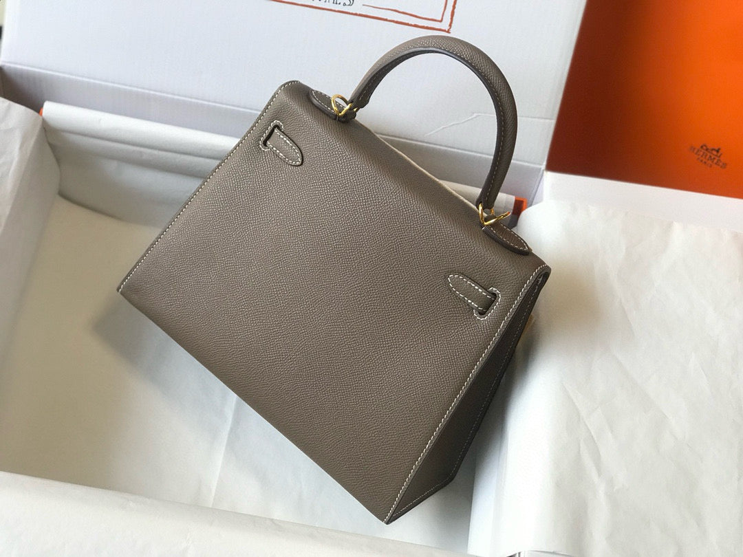 HERMES KELLY 25 ETOUPE EPSOM LEATHER GOLD HARDWARE