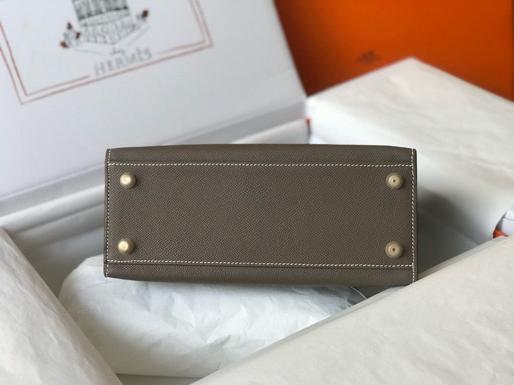 HERMES KELLY 25 ETOUPE EPSOM LEATHER GOLD HARDWARE