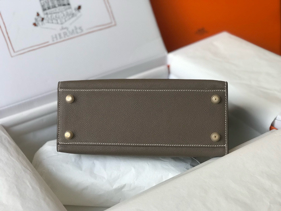 HERMES KELLY 25 ETOUPE EPSOM LEATHER GOLD HARDWARE