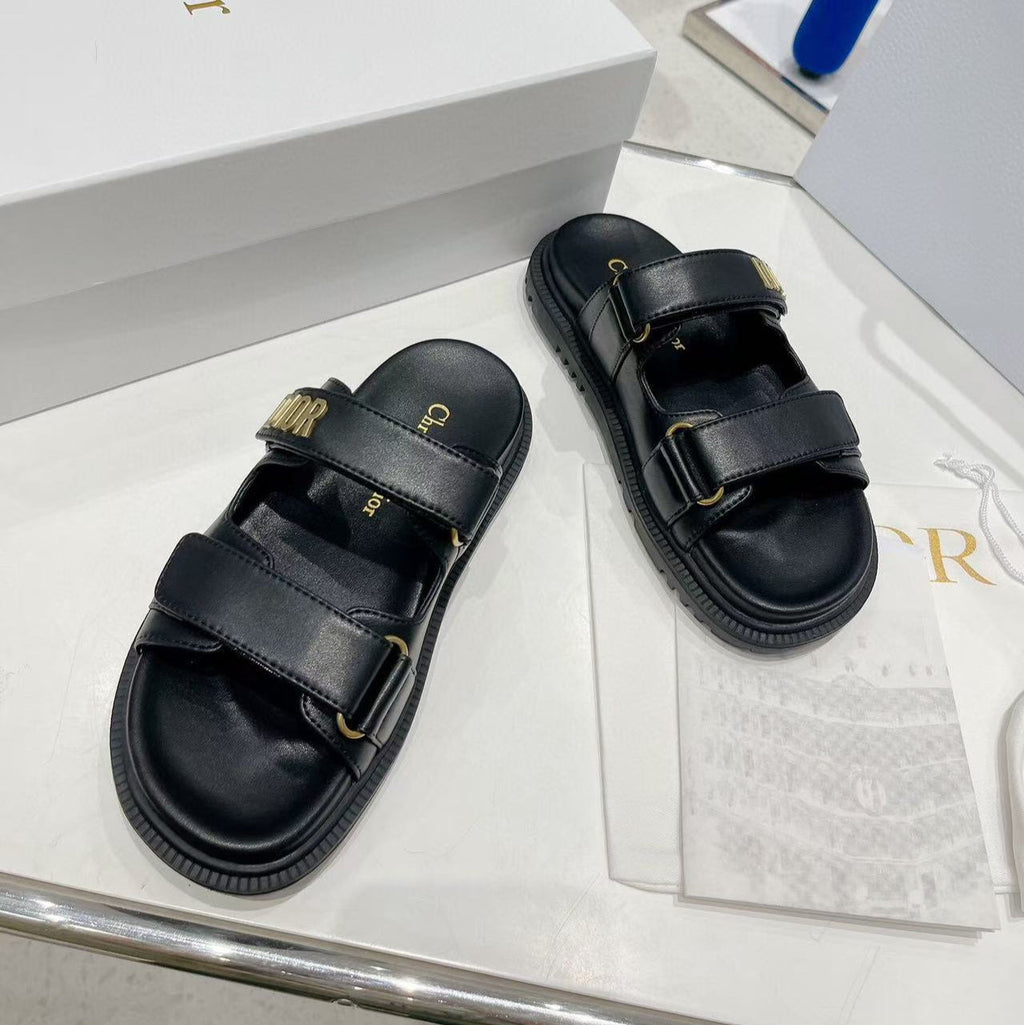 DIOR CD ACT SANDALS IN BLACK LAMBSKIN