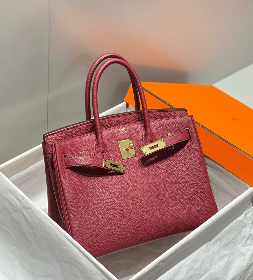 HERMES BIRKIN 25CM BURGUNDY CALFSKIN GOLD HARDWARE