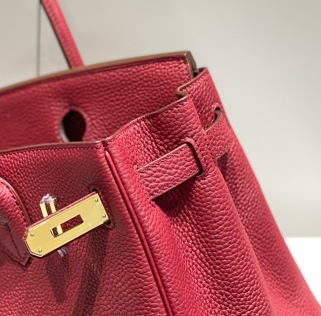 HERMES BIRKIN 25CM BURGUNDY CALFSKIN GOLD HARDWARE