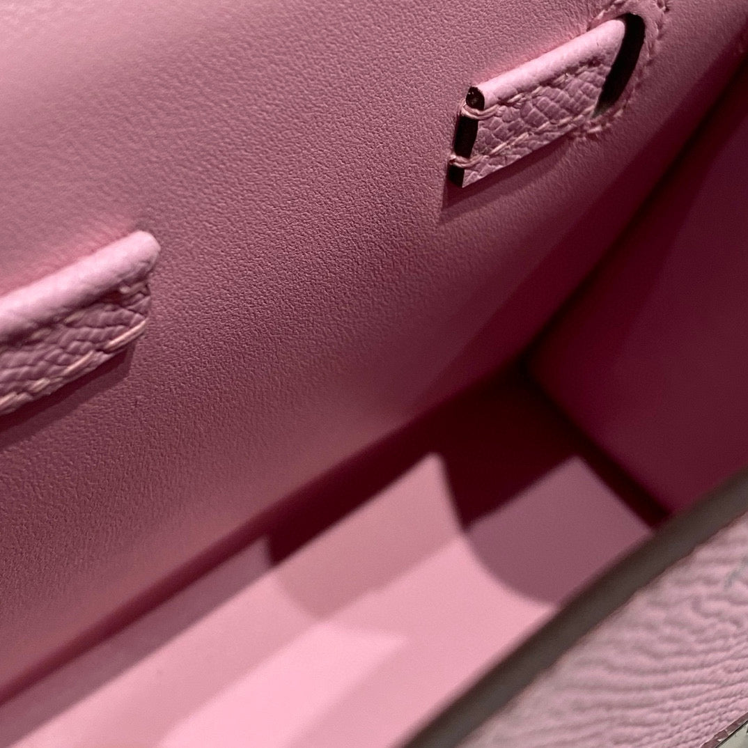 HERMES KELLY DOLL PICTO MINI 18 PINK MIX BROWN CALFSKIN