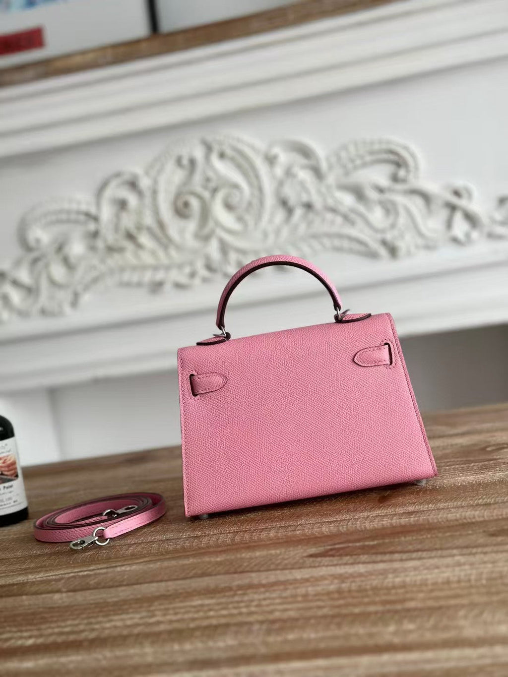 HERMES KELLY MINI 19 LIGHT PINK CALFSKIN SILVER HARDWARE