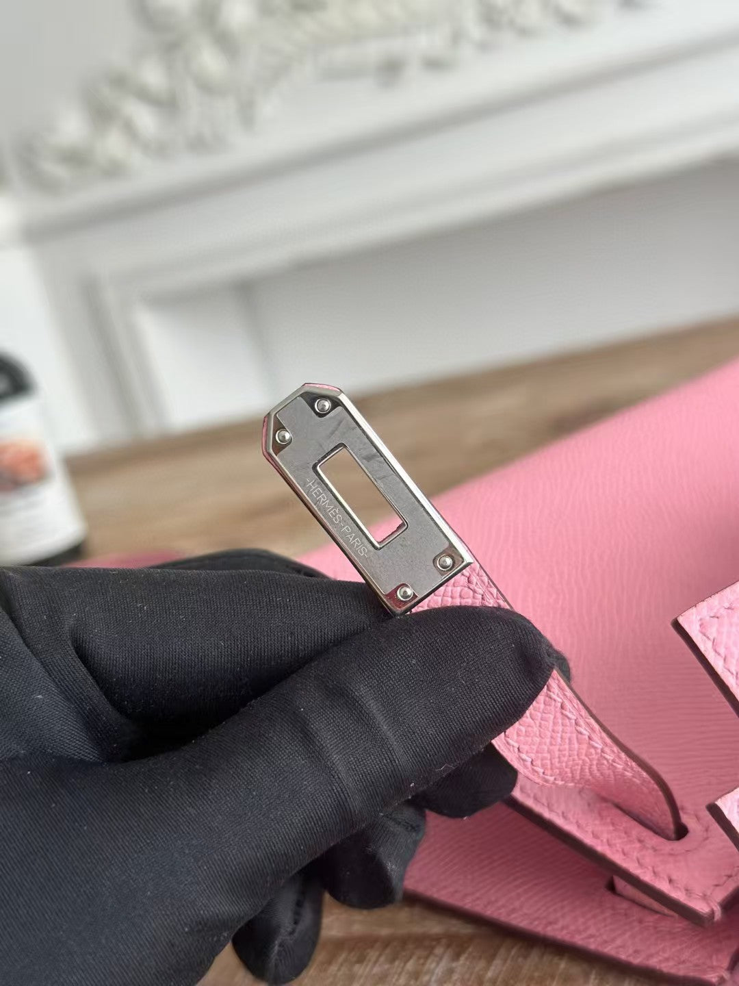 HERMES KELLY MINI 19 LIGHT PINK CALFSKIN SILVER HARDWARE