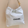 CHANEL HOBO BAG 37 WHITE  BLACK LAMBSKIN GOLD HARDWARE