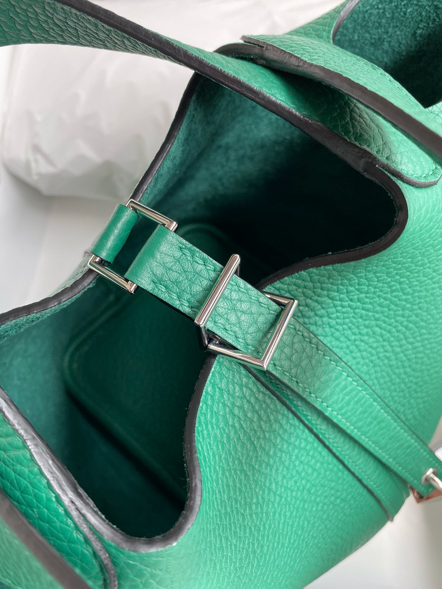 HERMES PICOTIN LOCK 18 EMERALD TOGO SILVER HARDWARE