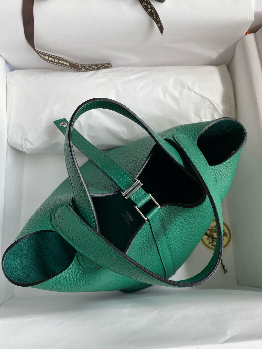 HERMES PICOTIN LOCK 18 EMERALD TOGO SILVER HARDWARE