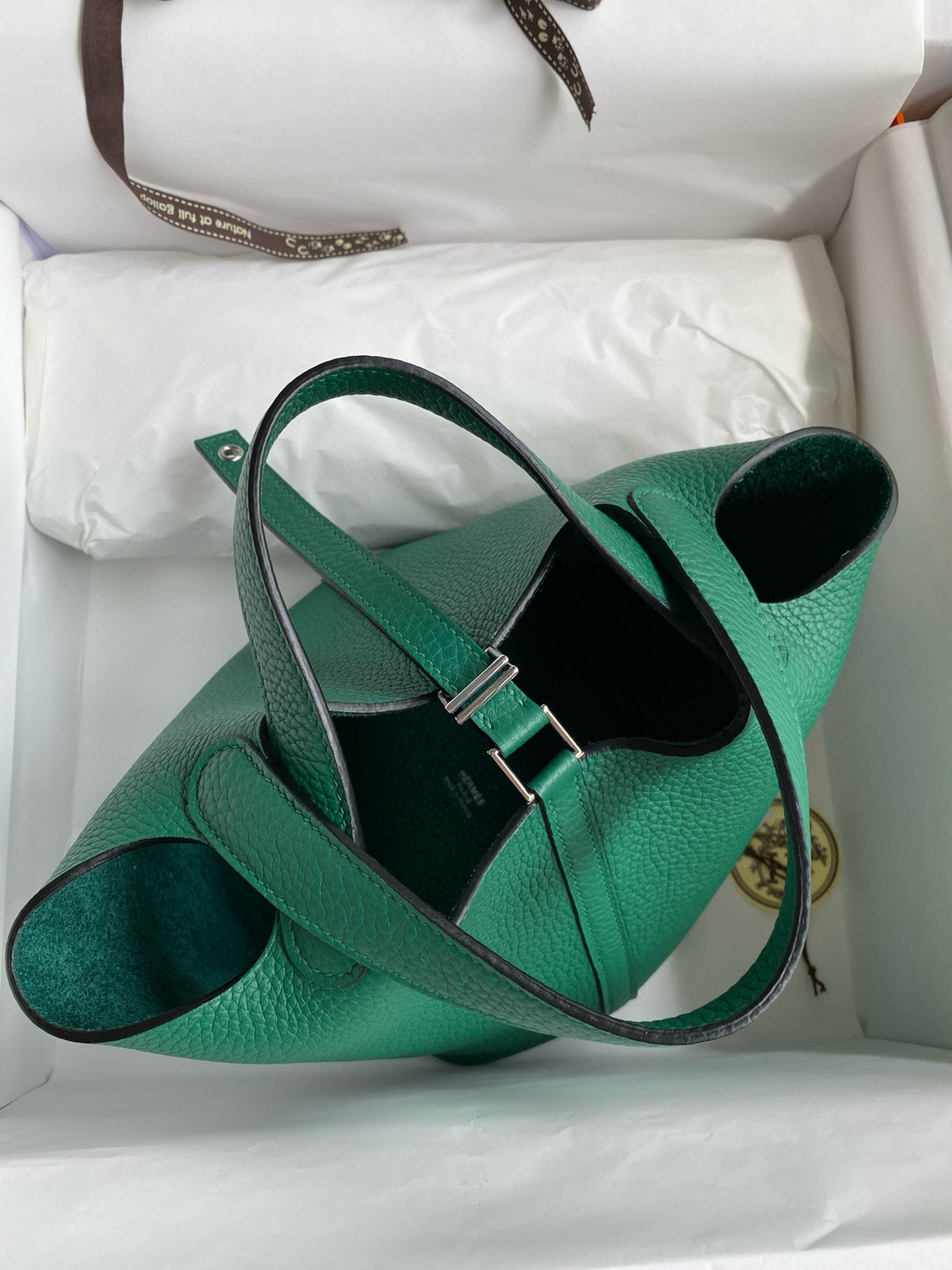 HERMES PICOTIN LOCK 18 EMERALD TOGO SILVER HARDWARE