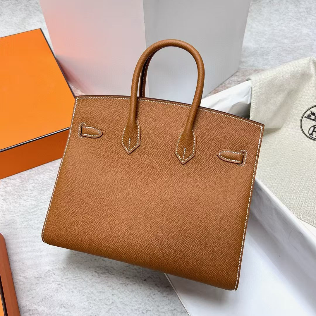 HERMES BIRKIN 25CM GOLD TOGO LEATHER SILVER HARDWARE