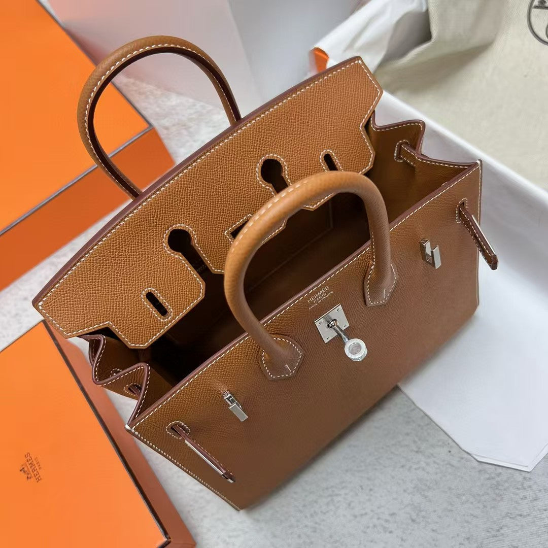 HERMES BIRKIN 25CM GOLD TOGO LEATHER SILVER HARDWARE