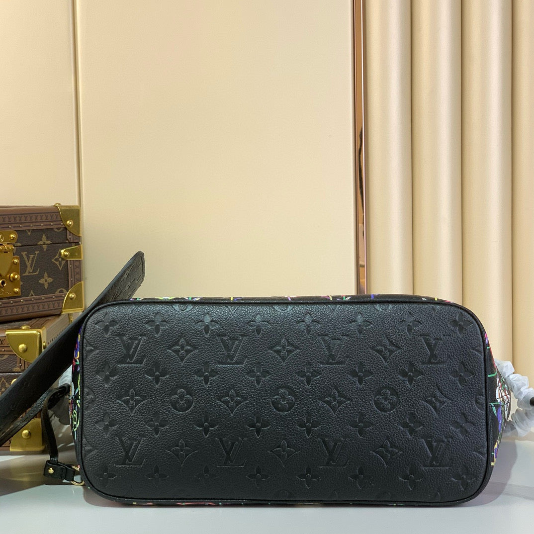 LOUIS VUITTON NEVERFULLxTM MM TOTE BAG 32 IN BLACK MONOGRAM CALFSKIN