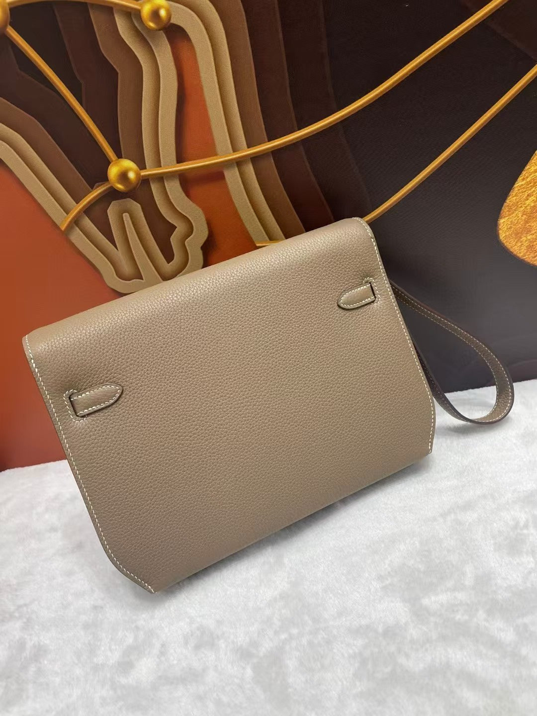 HERMES KELLY POCHETTE BAG 25 IN BROWN EPSOM LEATHER WITH PALLADIUM HARDWARE