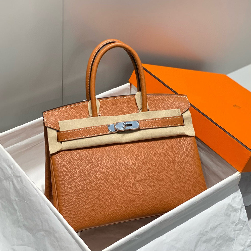 HERMES BIRKIN 30CM BROWN TOGO LEATHER SILVER HARDWARE