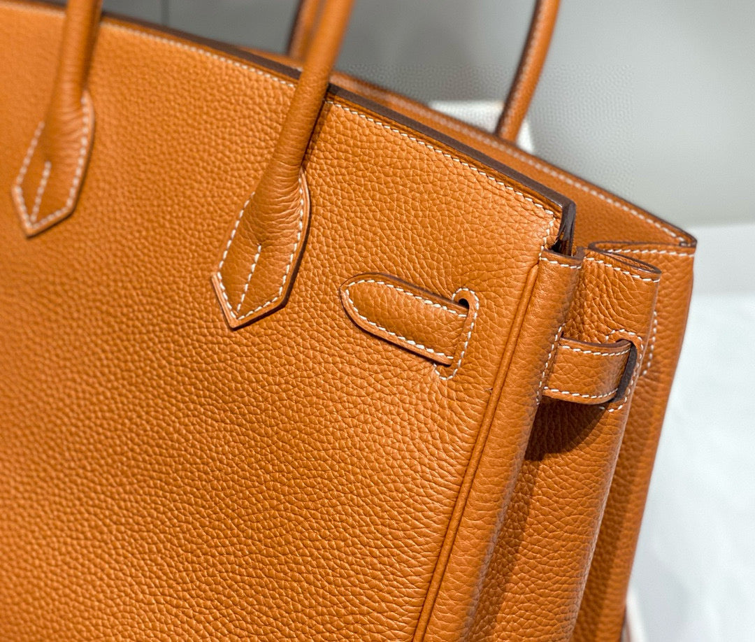 HERMES BIRKIN 30CM BROWN TOGO LEATHER SILVER HARDWARE