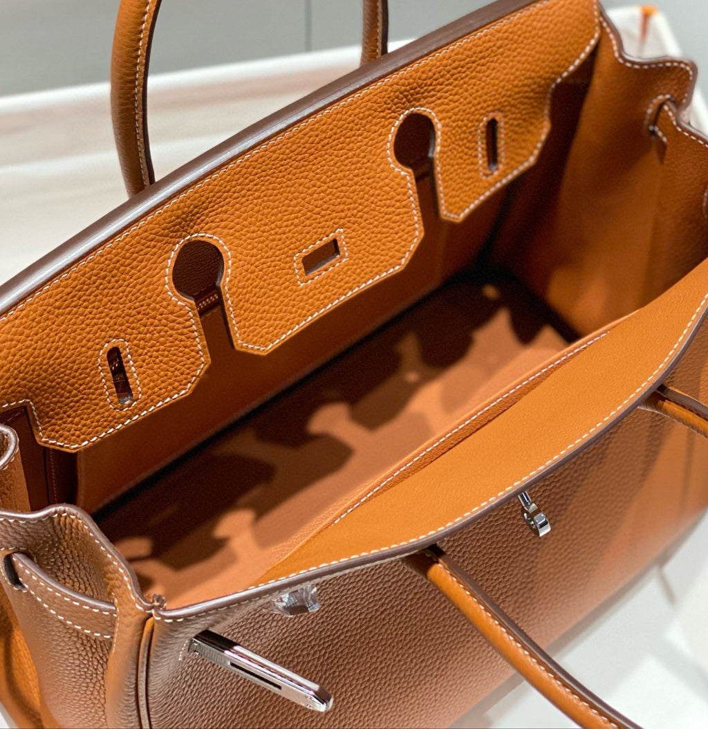 HERMES BIRKIN 30CM BROWN TOGO LEATHER SILVER HARDWARE