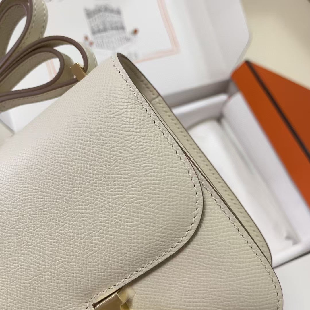 HERMES CONSTANCE 18 MILKY WHITE EPSOM GOLD HARDWARE