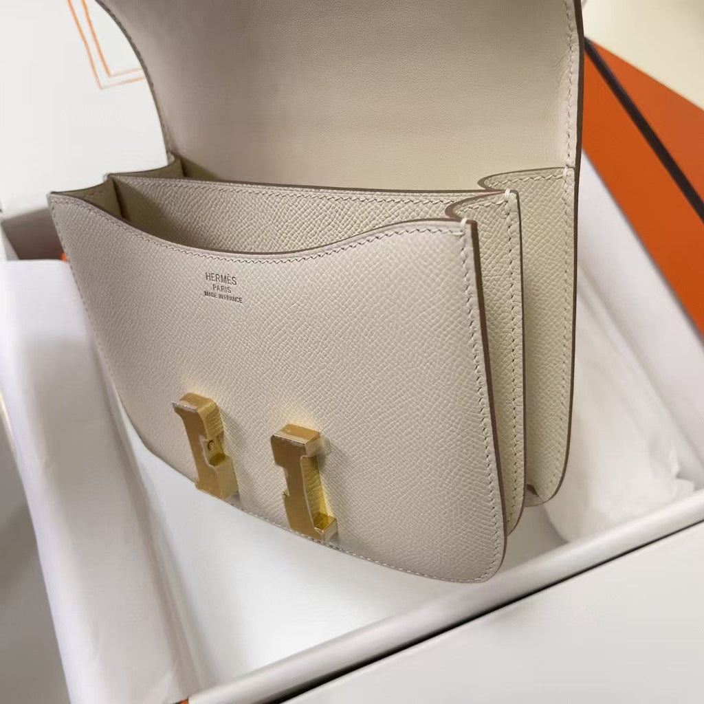 HERMES CONSTANCE 18 MILKY WHITE EPSOM GOLD HARDWARE
