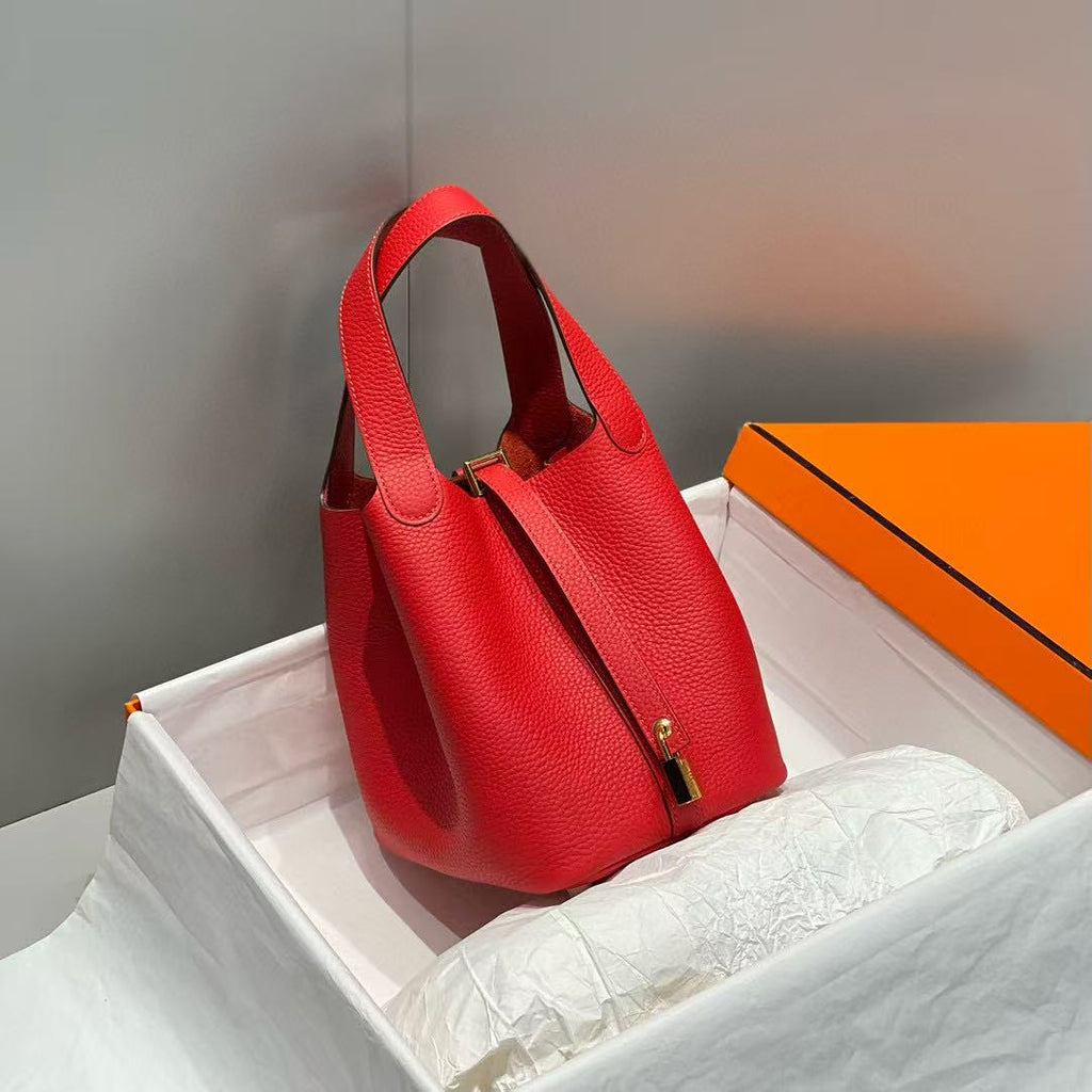 HERMES PICOTIN LOCK 18 RED CALFSKIN