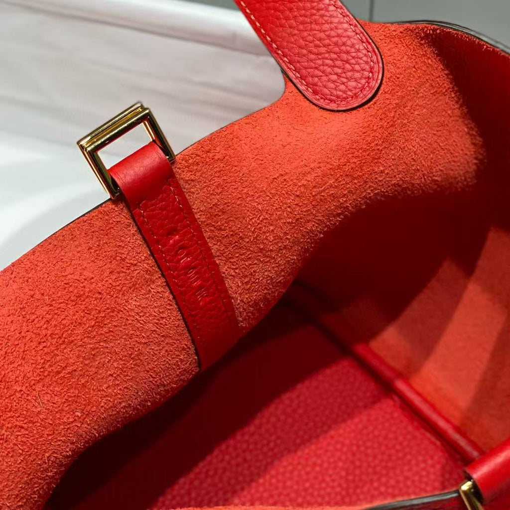 HERMES PICOTIN LOCK 18 RED CALFSKIN