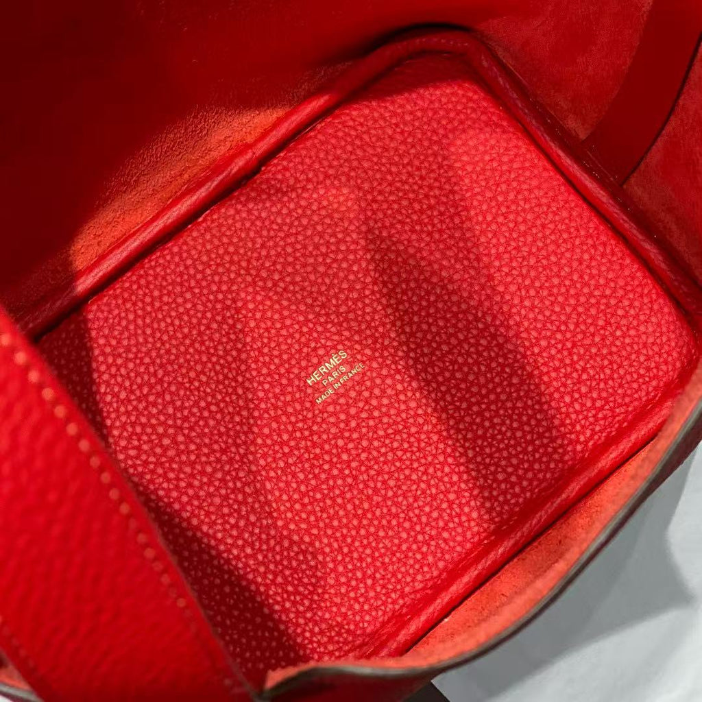 HERMES PICOTIN LOCK 18 RED CALFSKIN