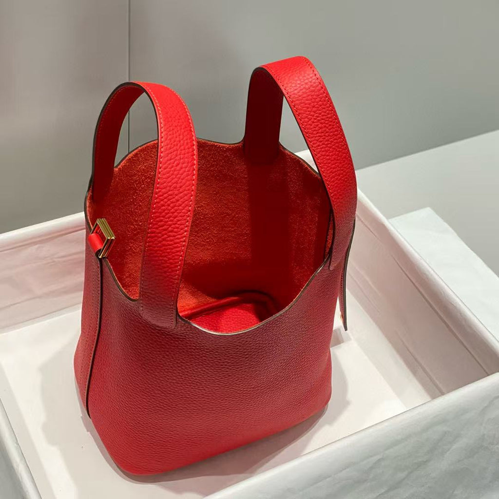 HERMES PICOTIN LOCK 18 RED CALFSKIN