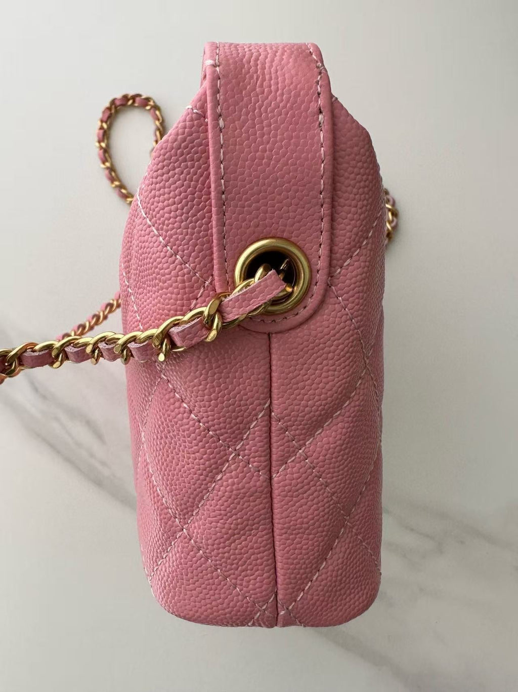 CHANEL TOP HANDLE BAG 19 IN PINK GRAINED CALFSKIN